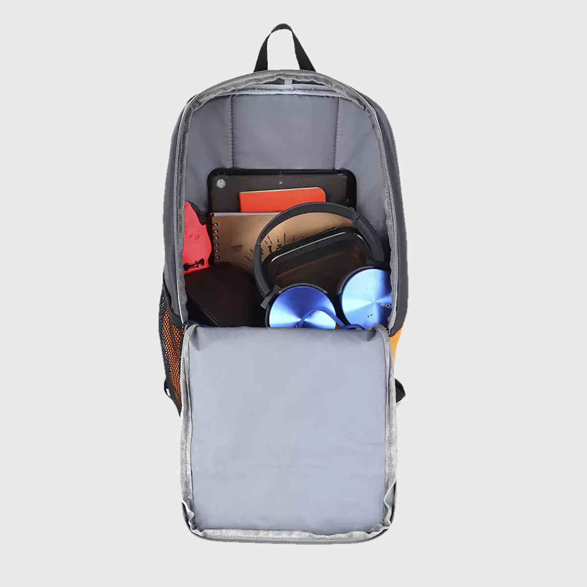 Gear Unisex Colorblocked Polyester 17 L Top Handle Backpack | Grey and Orange - XL