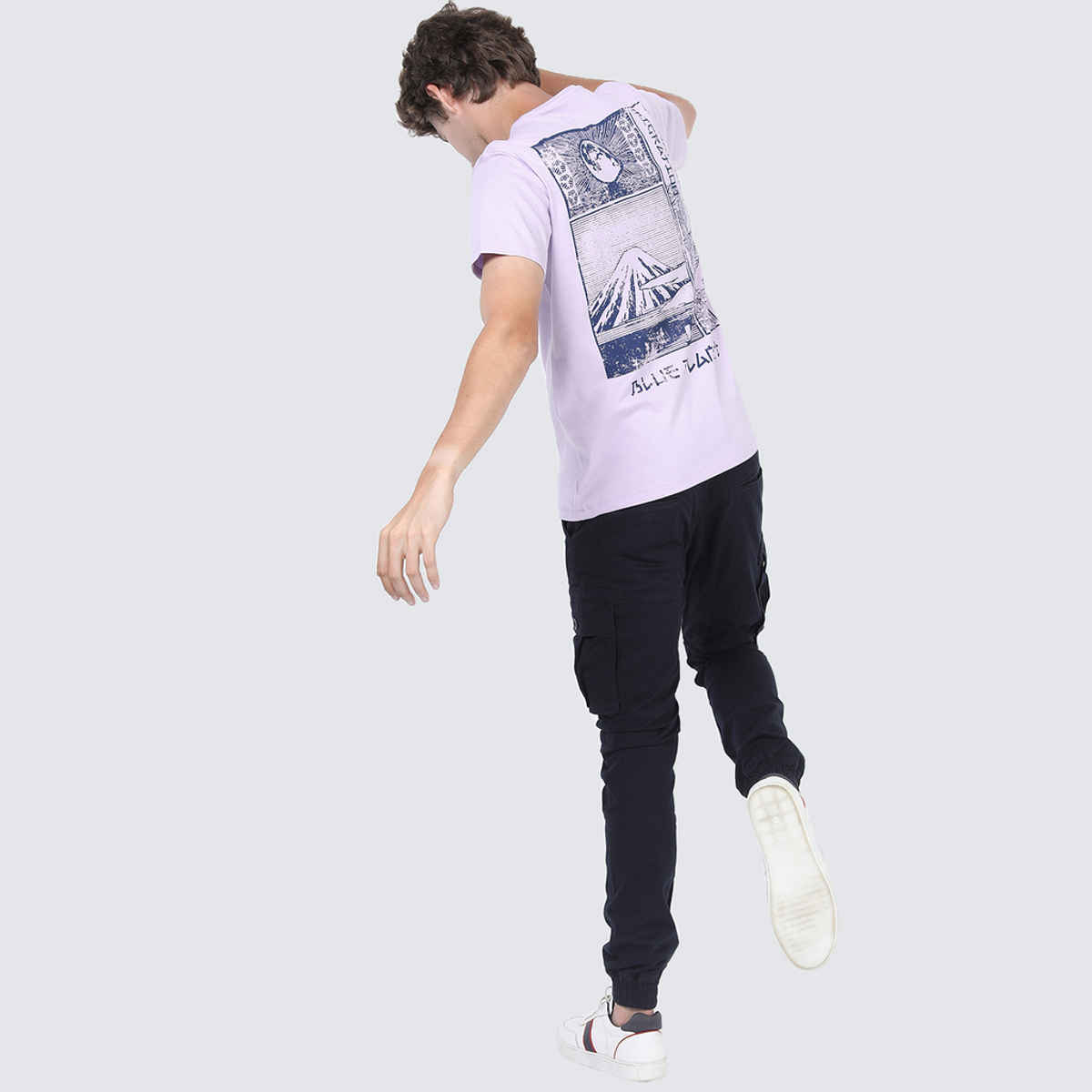 Highlander Men's Printed Round Neck Slim Fit T-shirt | Lilac - S