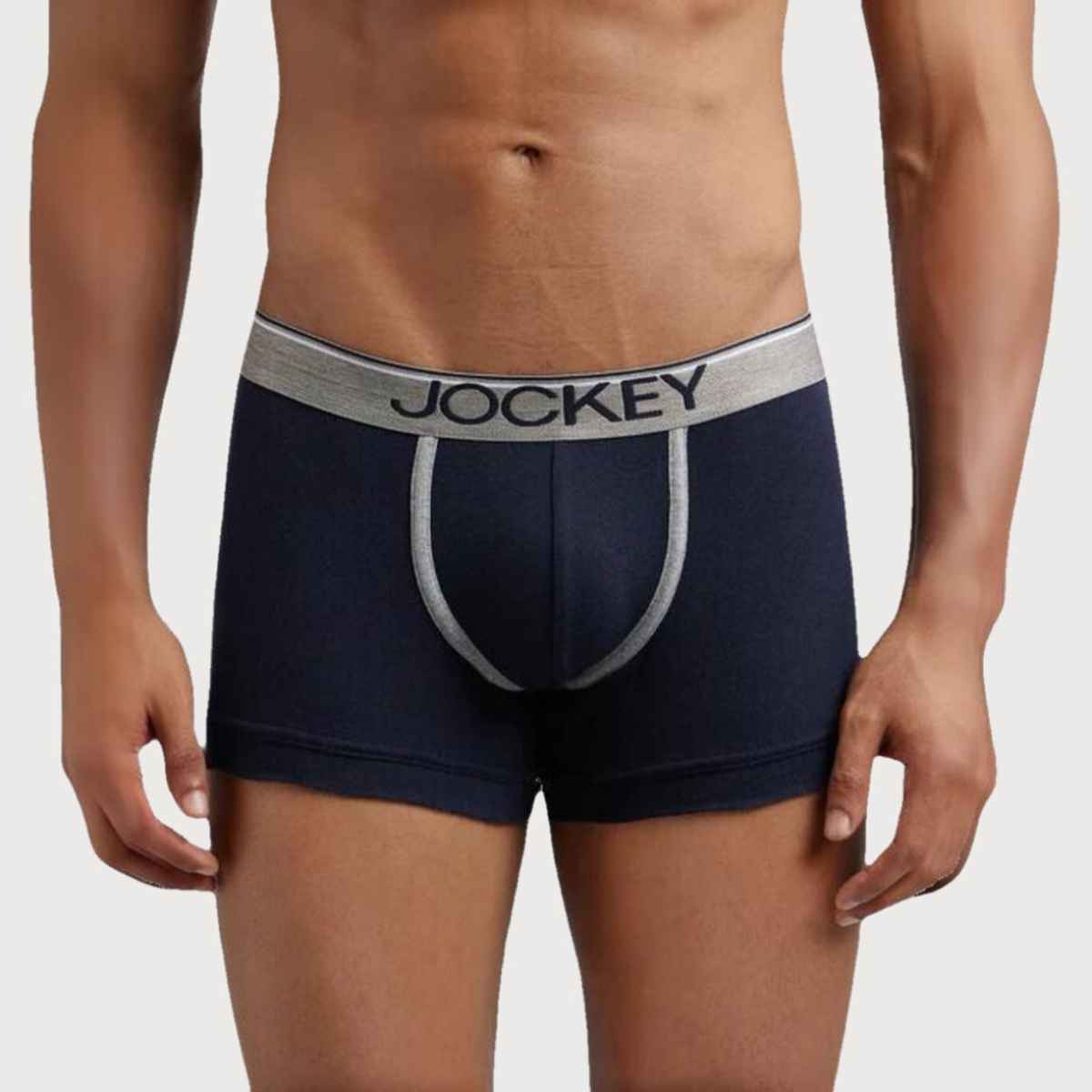 Jockey 8015 Men's Super Combed Cotton Rib Underwear Solid Trunk|Ultrasoft Waistband | Navy-M