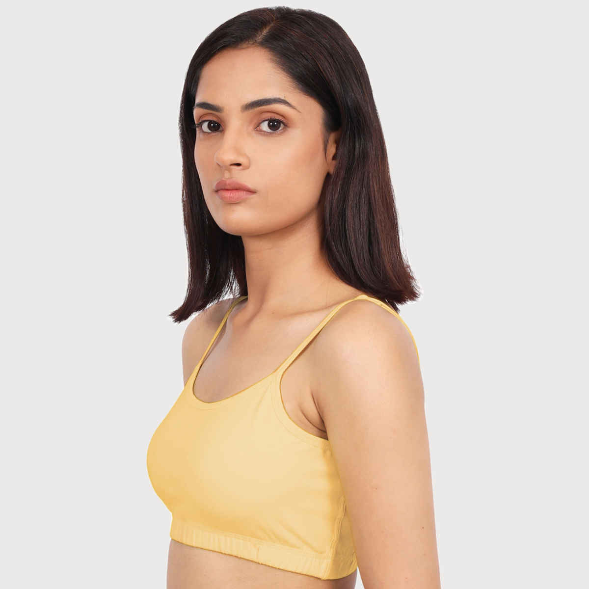 D'Chica Thin Strap Sports Bra For Women | Double Layered Full Coverage Bra | Skin | S