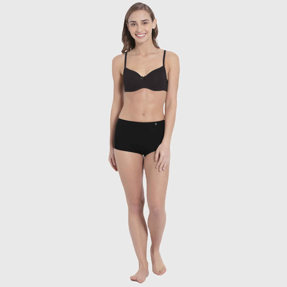 Jockey SS04 Women's Super Combed Cotton Elastane Stretch Underwear BoyShorts|Concealed Waistband | Black-S