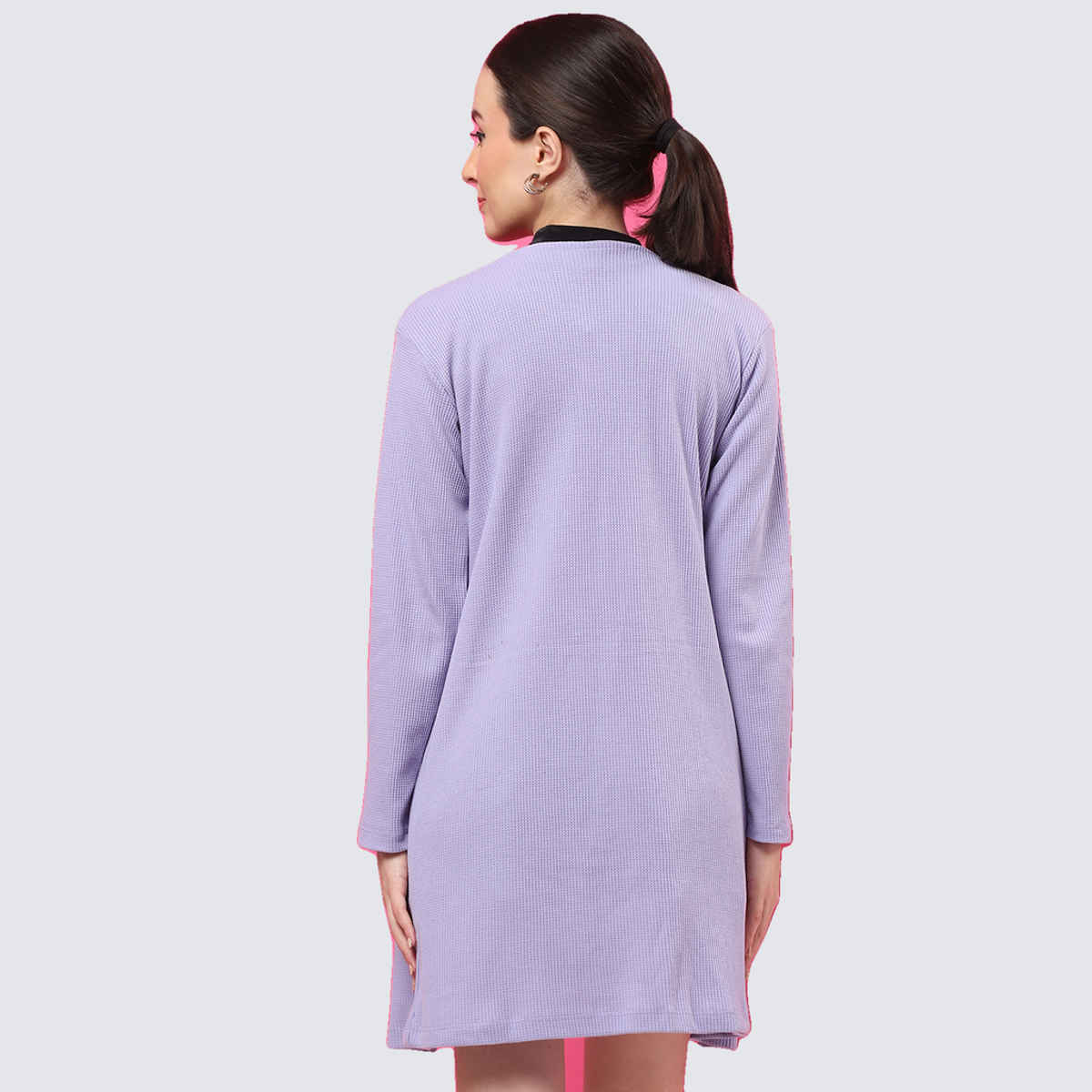 Rigo Women Waffle Shrug | Light Purple - Free Size