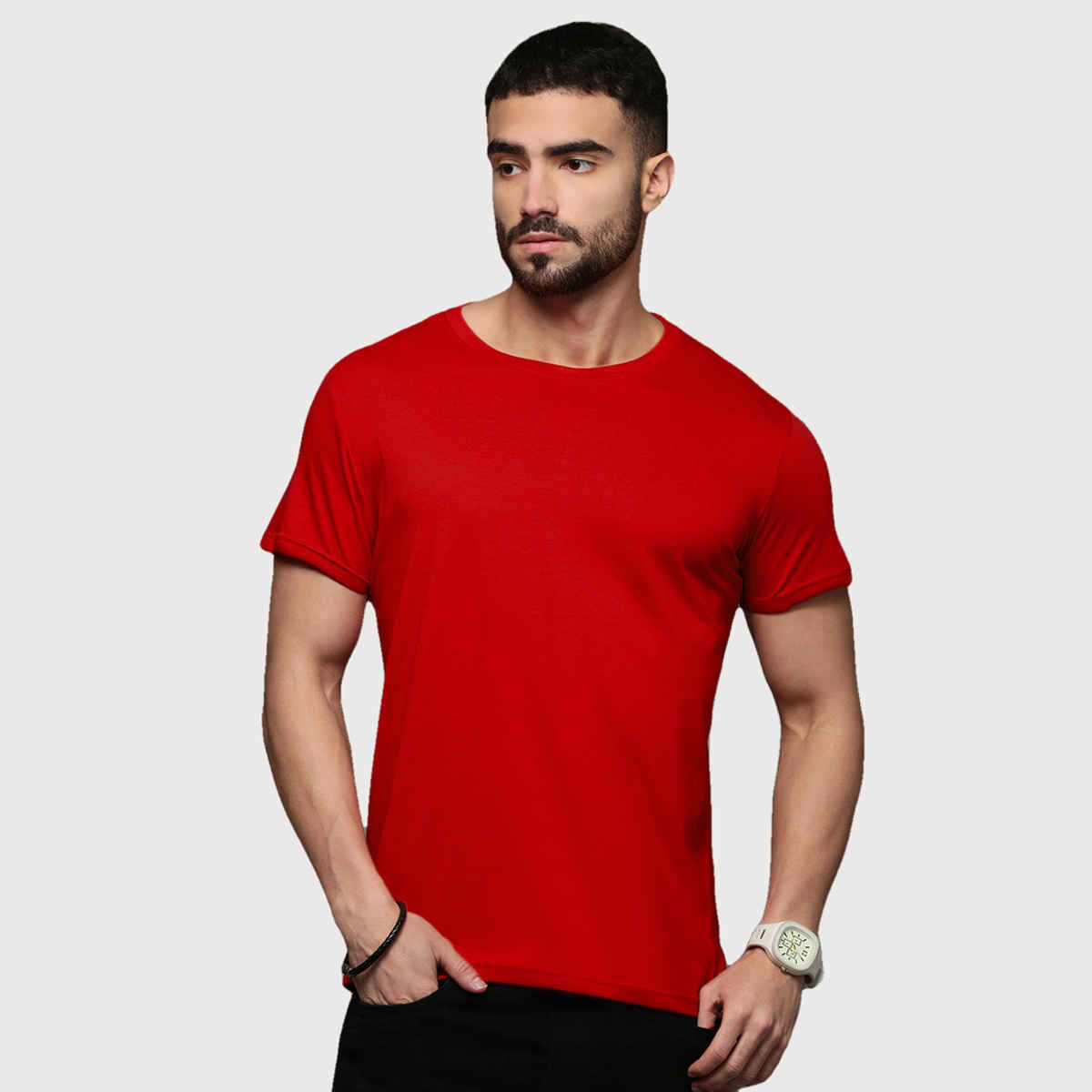 ACTIMAXX Men's Where Comfort Meets Performance Cozi Round Neck T-Shirt | Red - XL