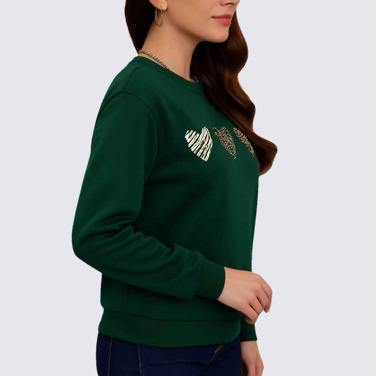 GCYX Women's 3 HEART Sweatshirt | Green - L