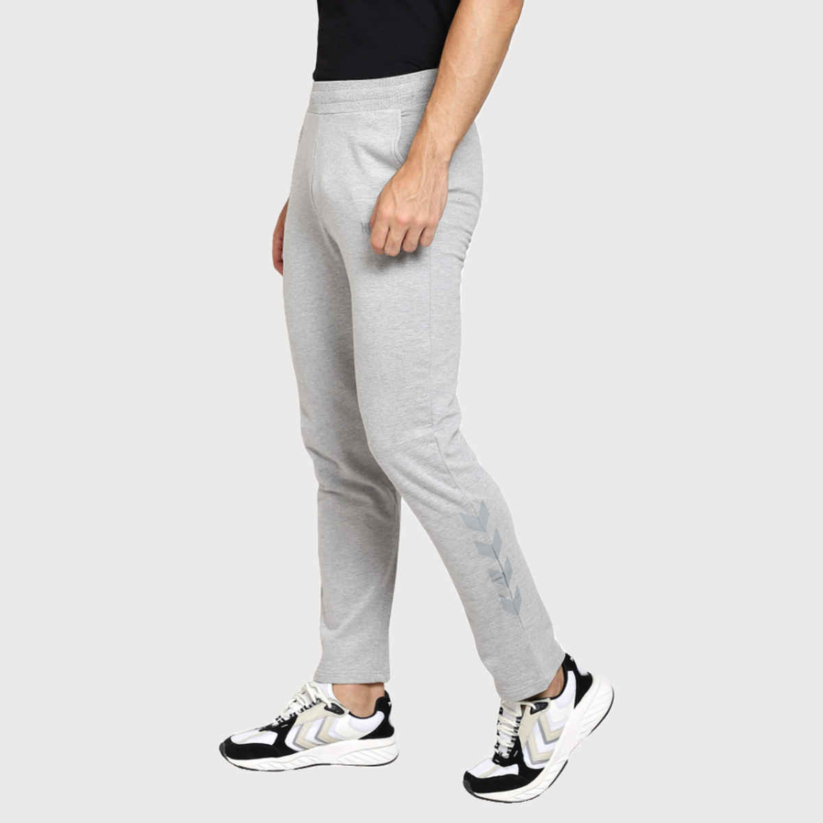 hummel Men's Alex Solid Regular Fit Cotton Poly Track Pant with Zipper Pockets | Grey - S