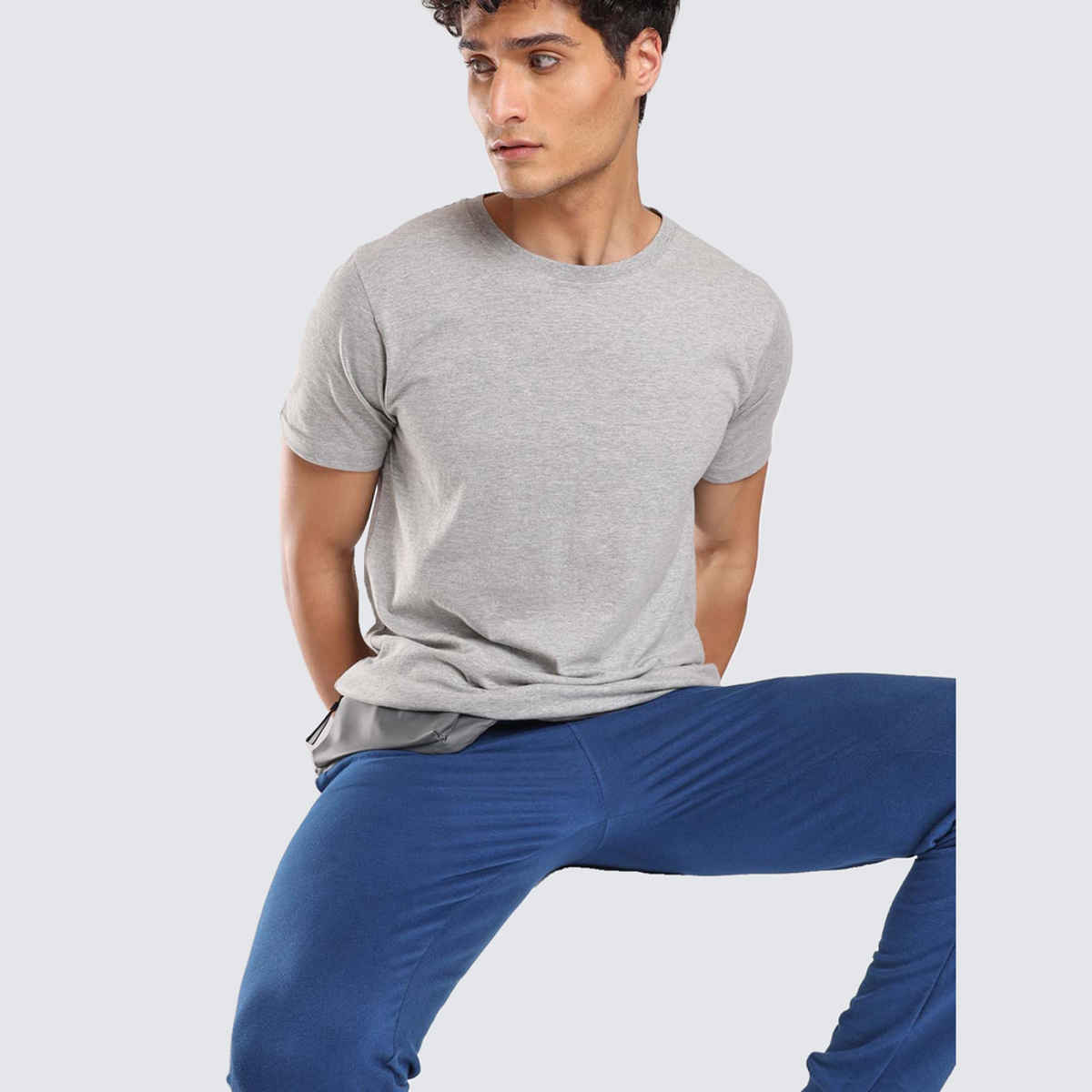 Nobero Men's Plain Classic Fit T-shirt | Grey Melange - S