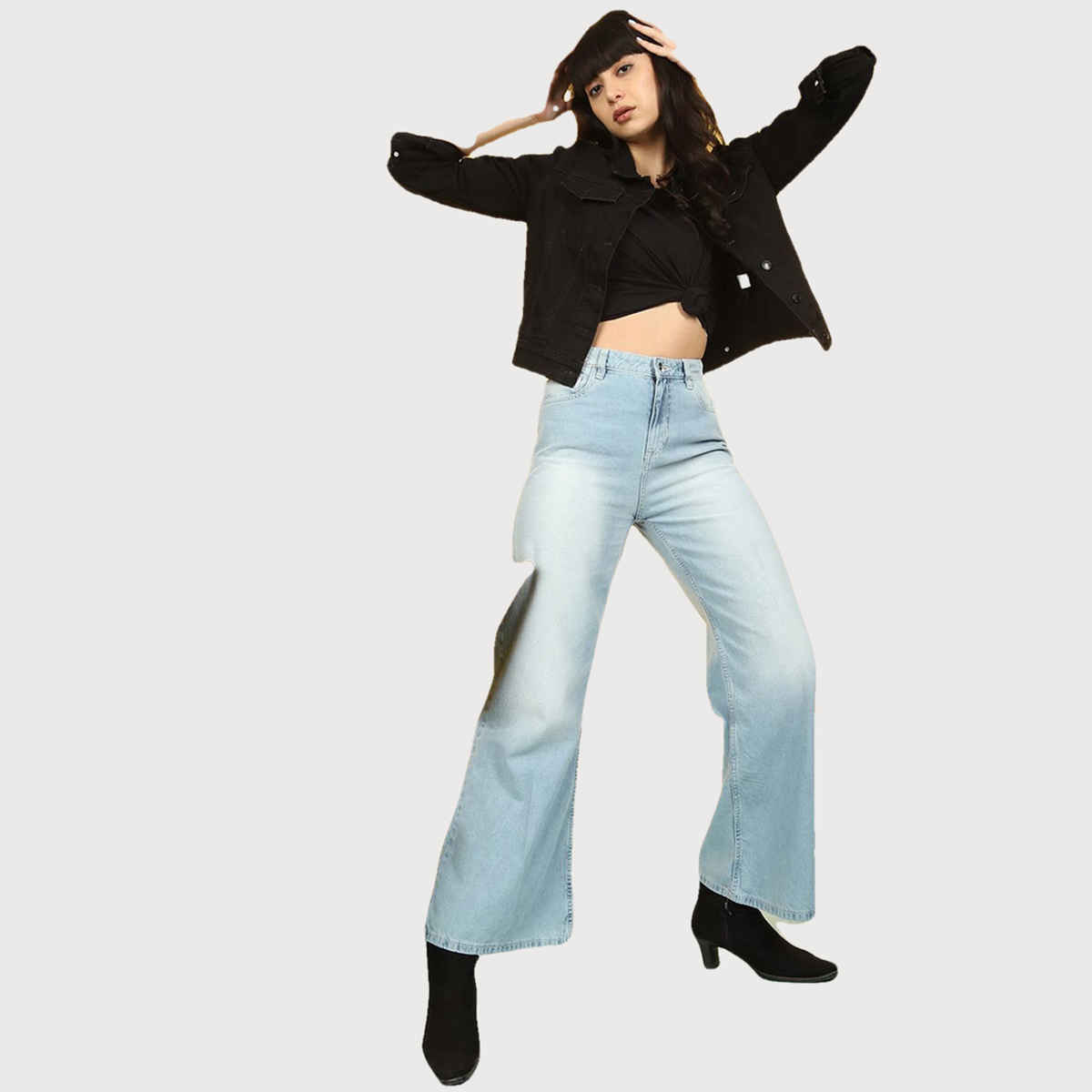 Freehand Women's Casual Flared Denim Jeans | Blue - 30