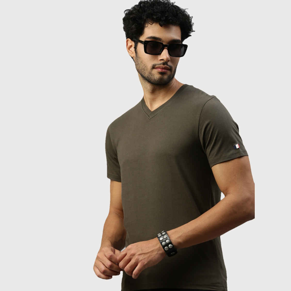 Actimaxx Men's Solid V Neck Pure Cotton T-shirt | Colour May Vary - 2XL