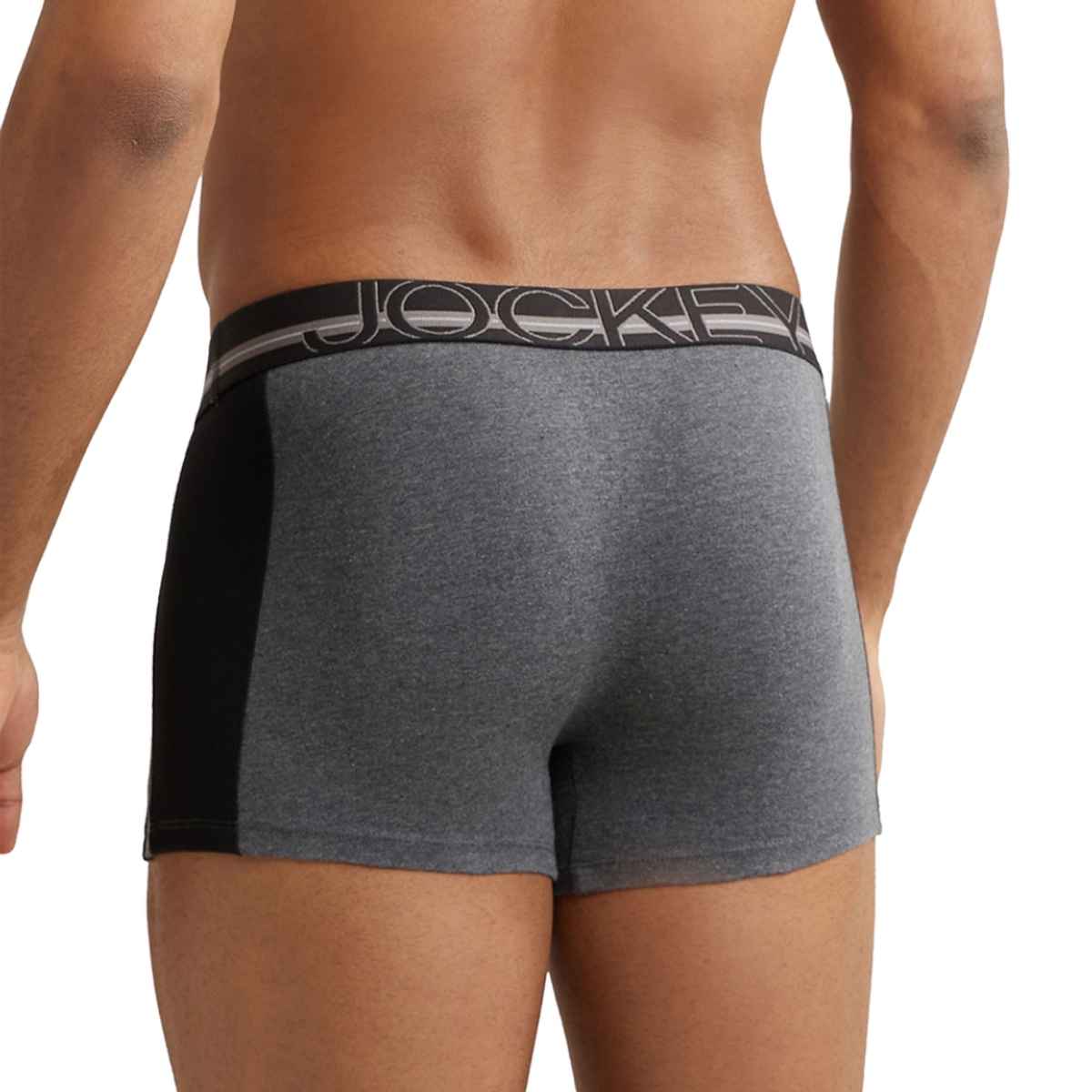Jockey US21 Men's Super Combed Cotton Elastane Stretch Underwear Solid Trunk|Ultrasoft Waistband | Grey-M