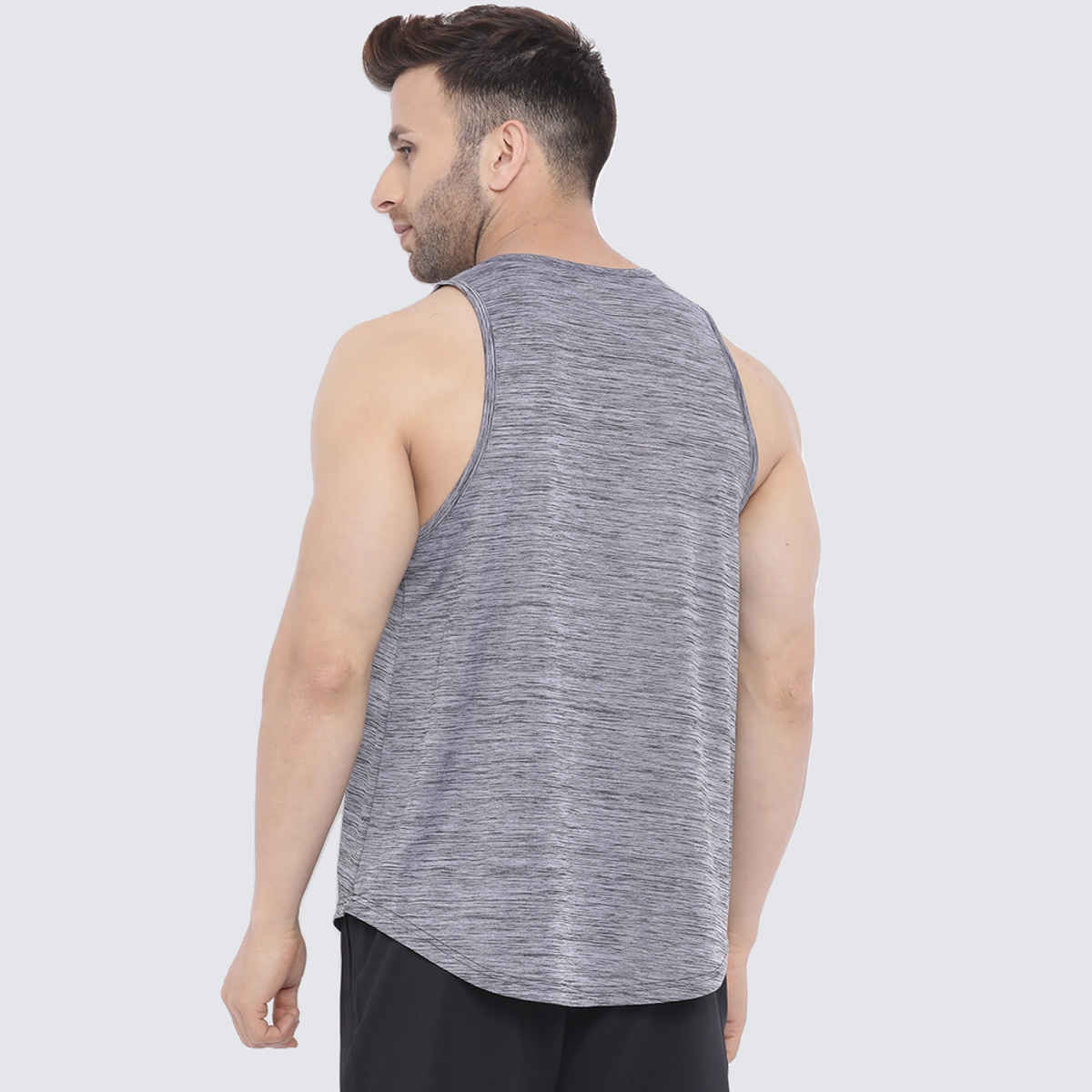 Chkokko Men Gym Regular Fit Tank Tops Sports Sleeveless Vest Dark Grey | Size L