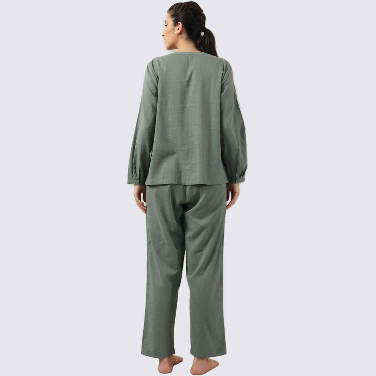 Sanskrutihomes Pure Cotton Night Suit | Sea Green - S