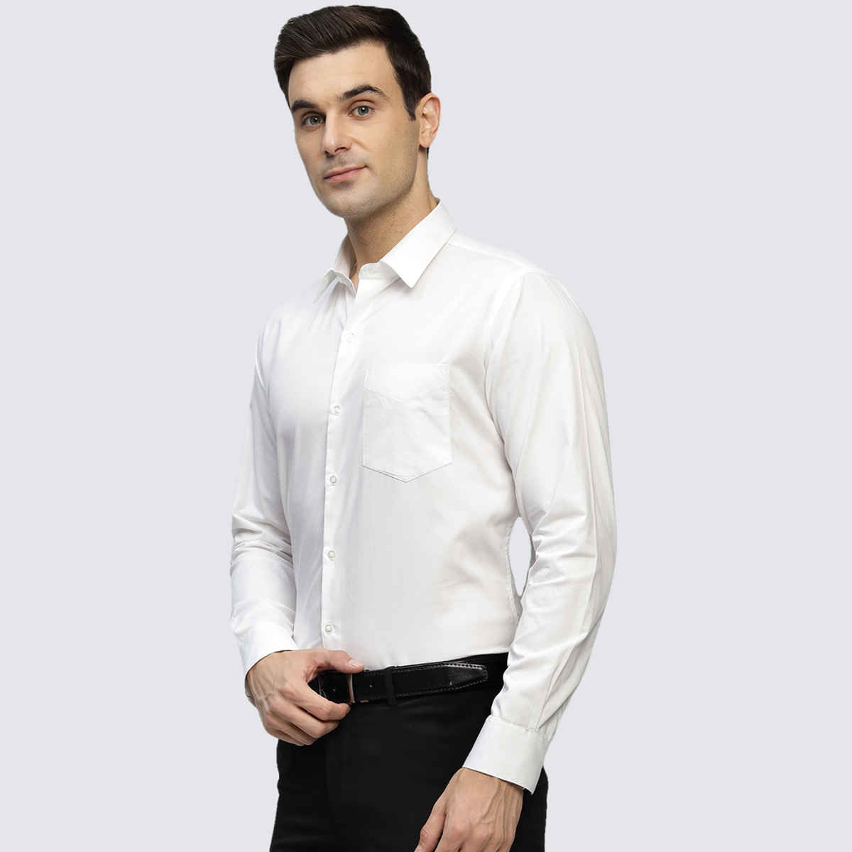 Hancock Men's Pure Cotton Slim Fit Formal Shirt | M | Spread Collar | White