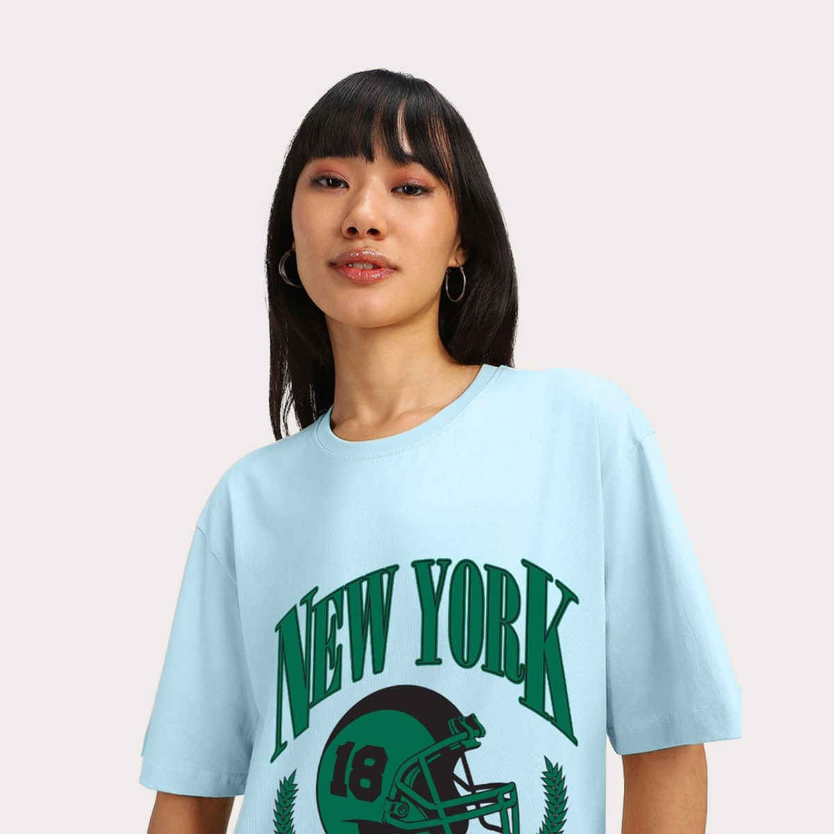 Juneberry Women s Skyblue Typographic Front Print Dutch Canal T-shirt - M