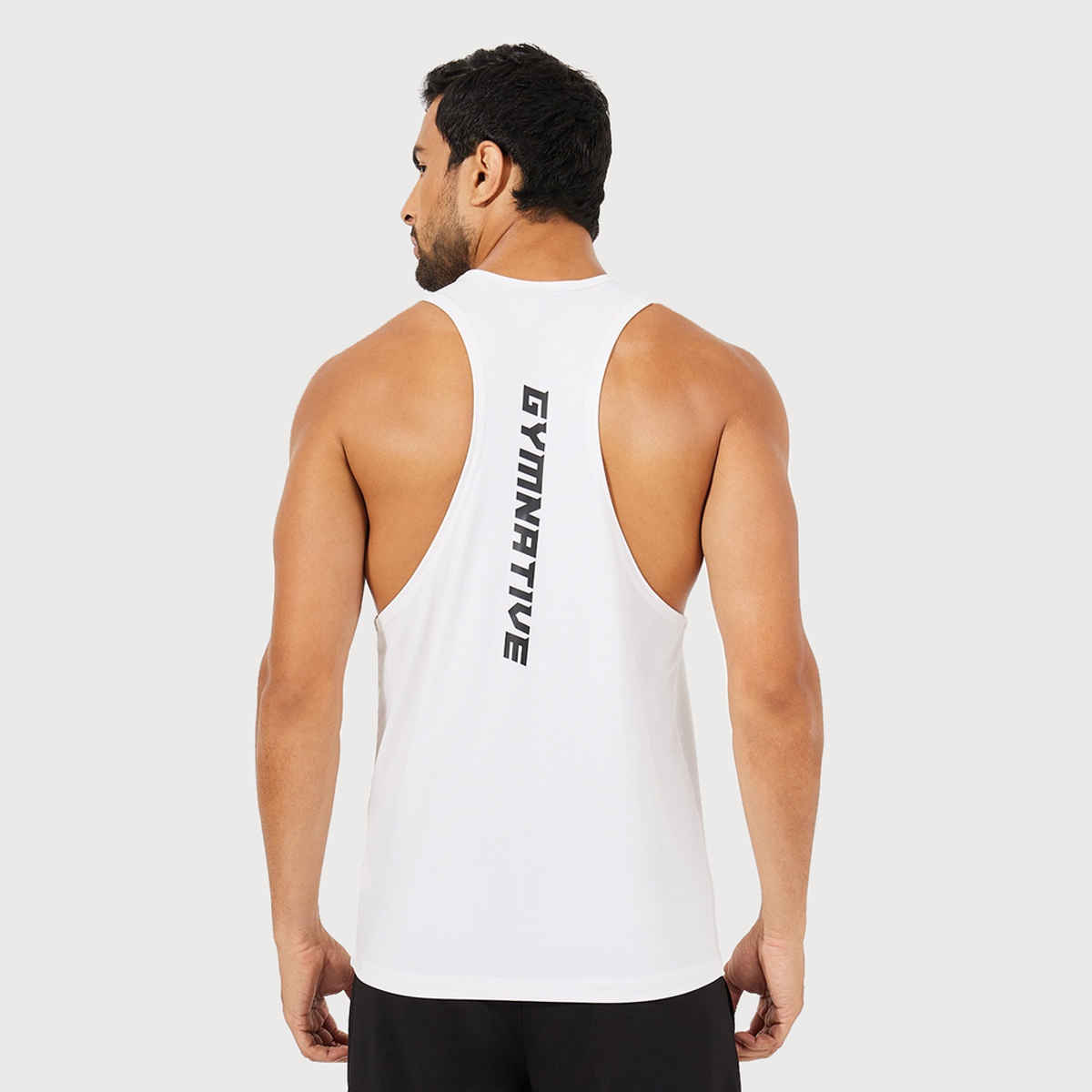 Styli Men's Super Stretch Drop Armhole Stringer Workout Tank | White - S