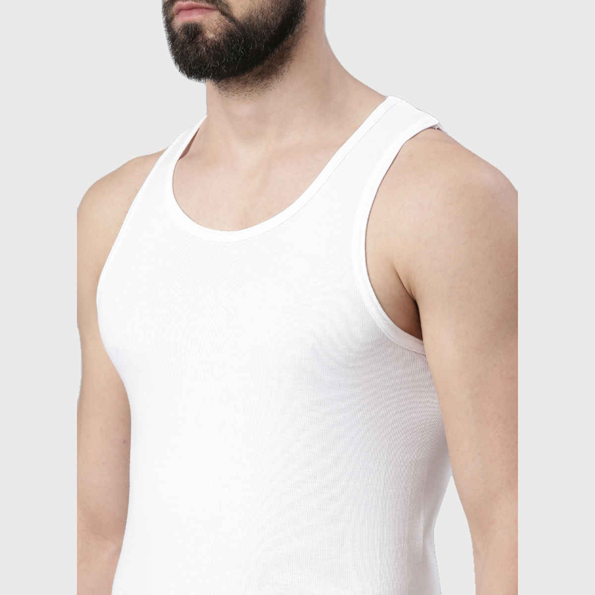 Force Nxt Men's Super Combed Egyptian Cotton Vest | White - M