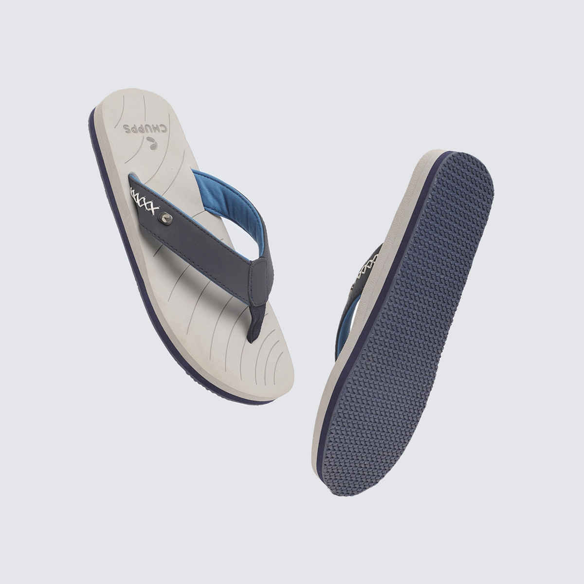 Chupps Men's X-Flex Grey & Blue Flip Flops - UK7