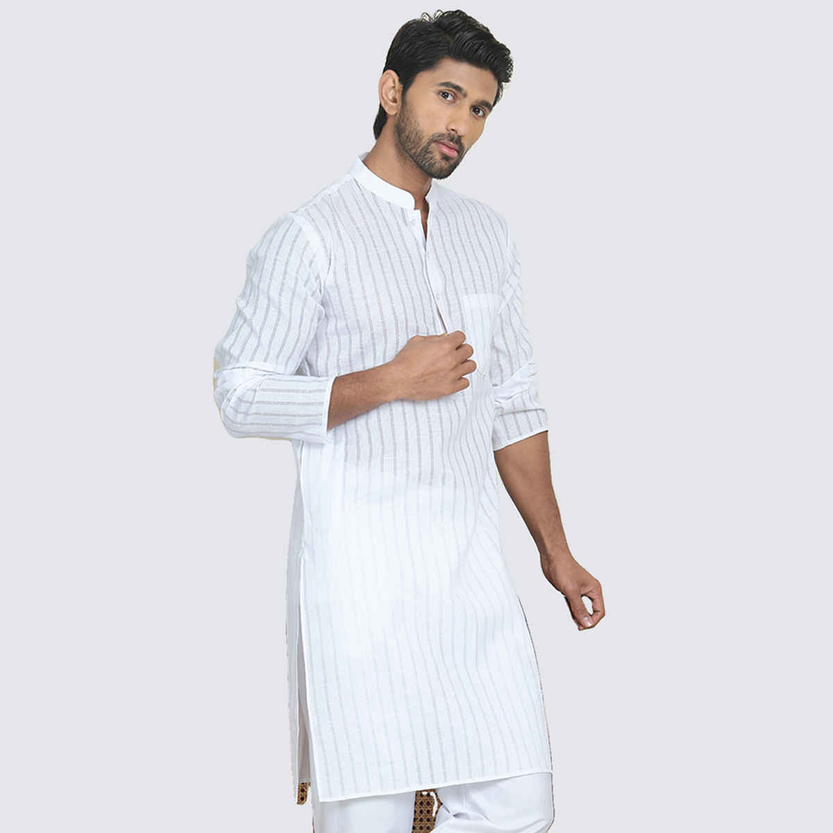 Jompers Men's Kurta | KO 5207 | White - L