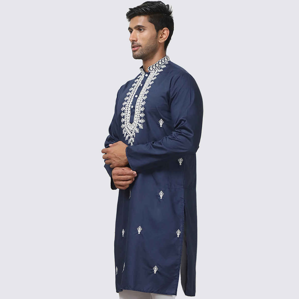 Jompers Men's Kurta | KO 5075 | Navy - XL