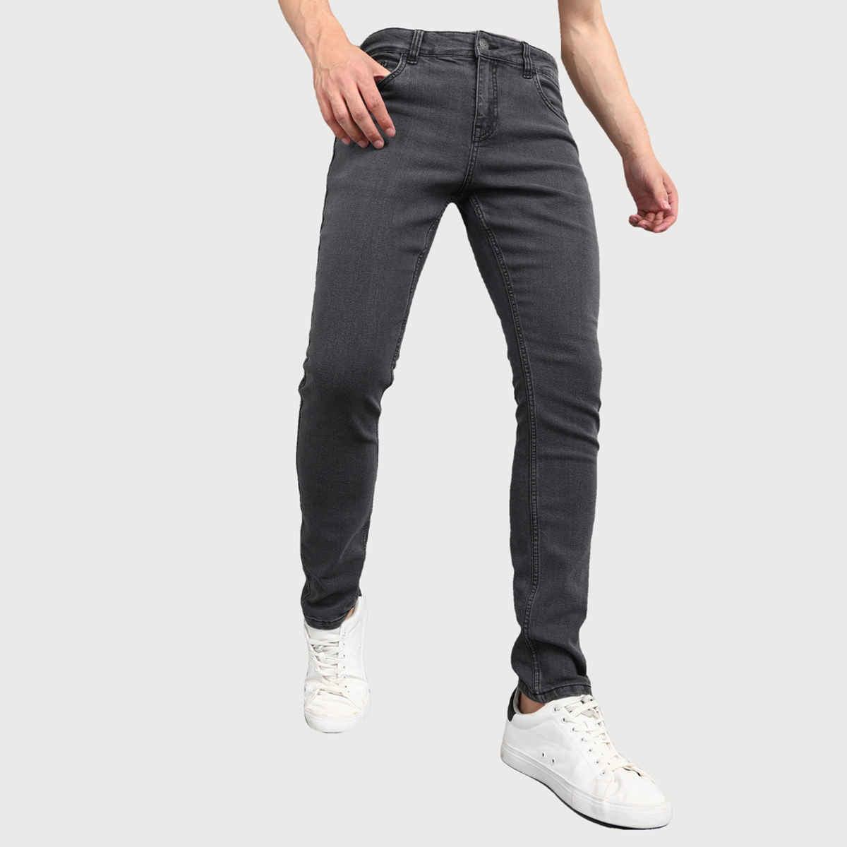 Urbano Fashion Men's Jeans Regular Fit Washed Stretchable | Carbon Grey | 32