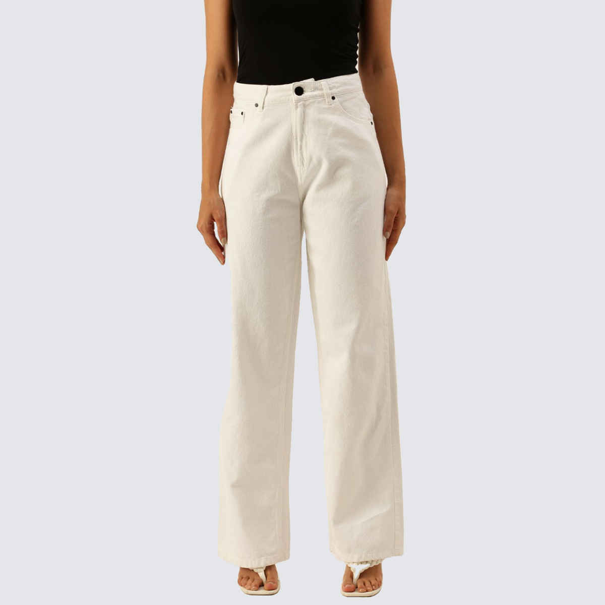 Bene Kleed Women White Relaxed Denim Trousers 36