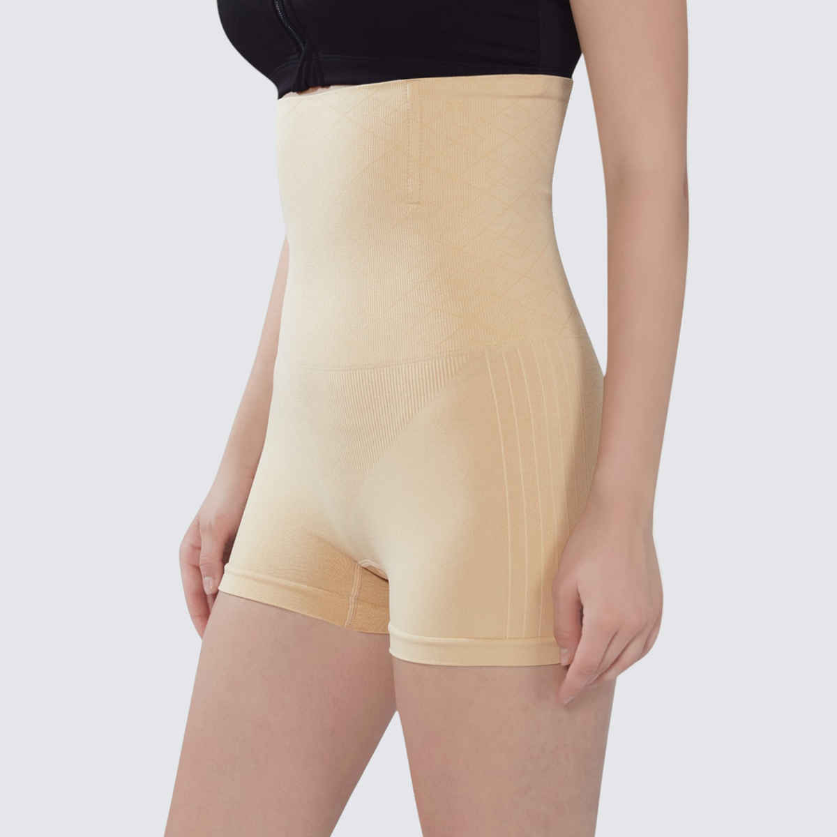 Plumbury Women s Seamless High Waist Tummy Tucker Shapewear | Beige - L