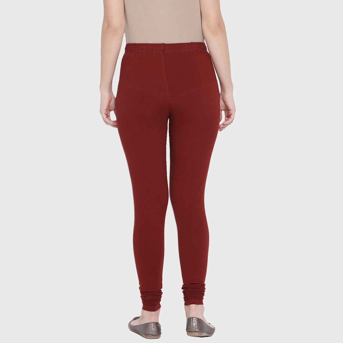Rupa Softline Women's Churidar Leggings Style 1001 Dark Maroon - Free Size