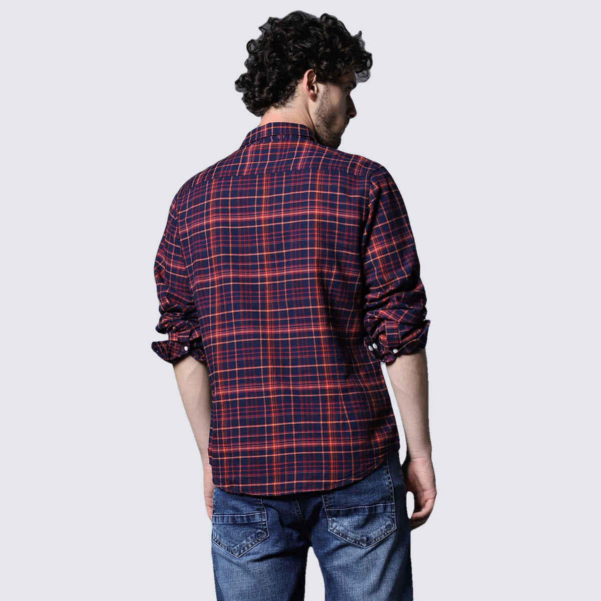 High Star Men Classic Regular Fit Tartan Checked Opaque Cotton Multi Casual Shirt (Size-44)