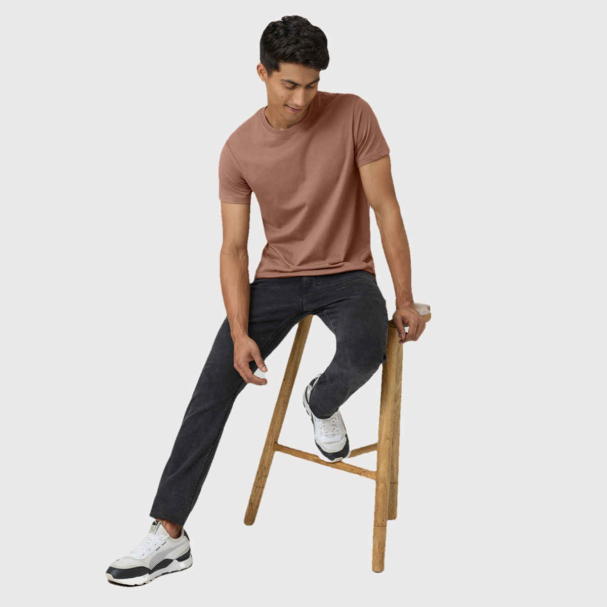 XYXX Pace Round Neck T-shirt - Brown Latte | Super Combed Cotton | M