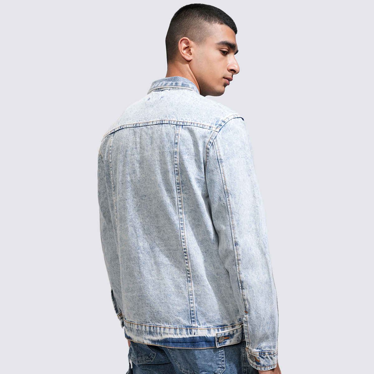 HIGHLANDER Men's Spread Collar Denim Jacket | Indigo - M