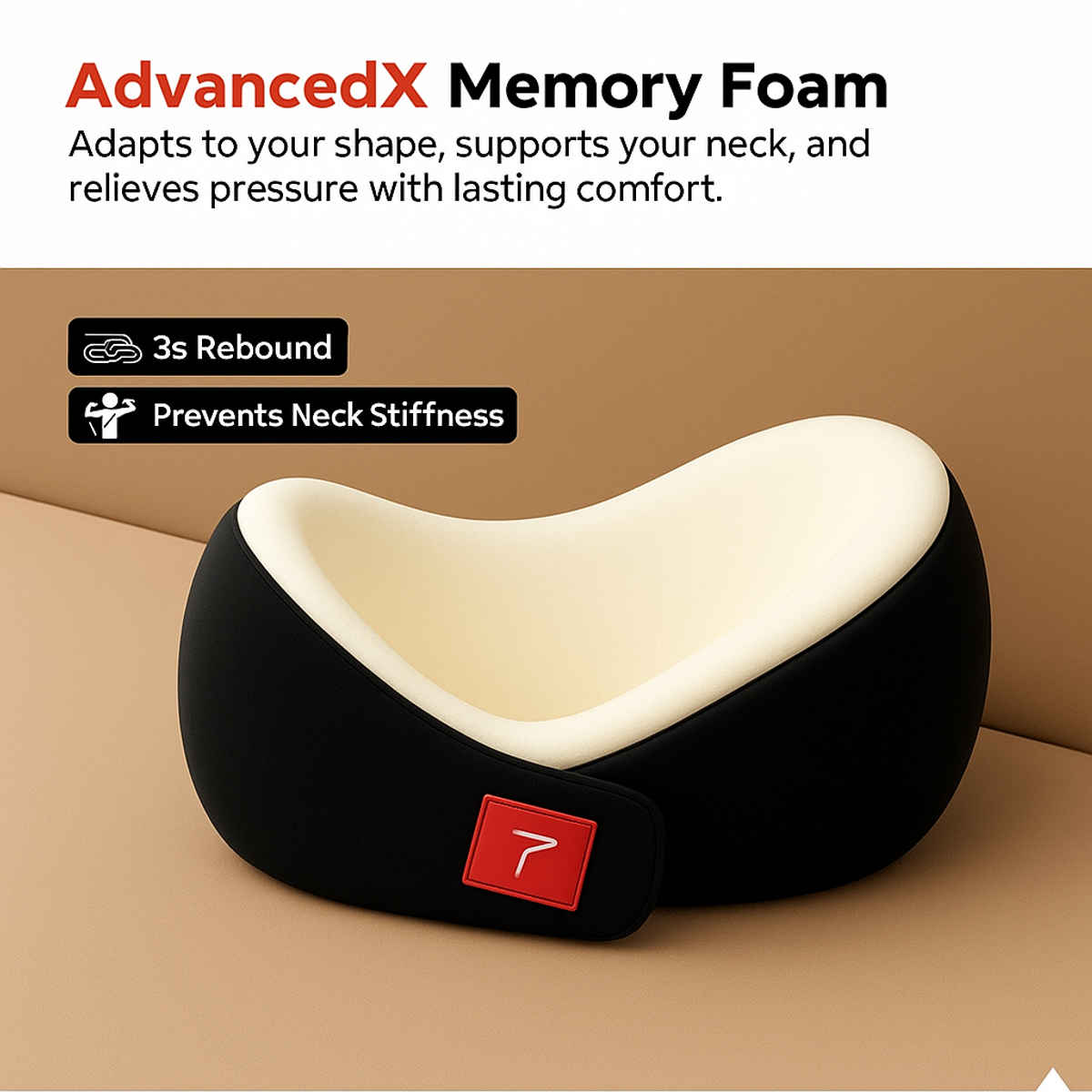 Trajectory Travel Neck Pillow Memory Foam for Sleeping | Black