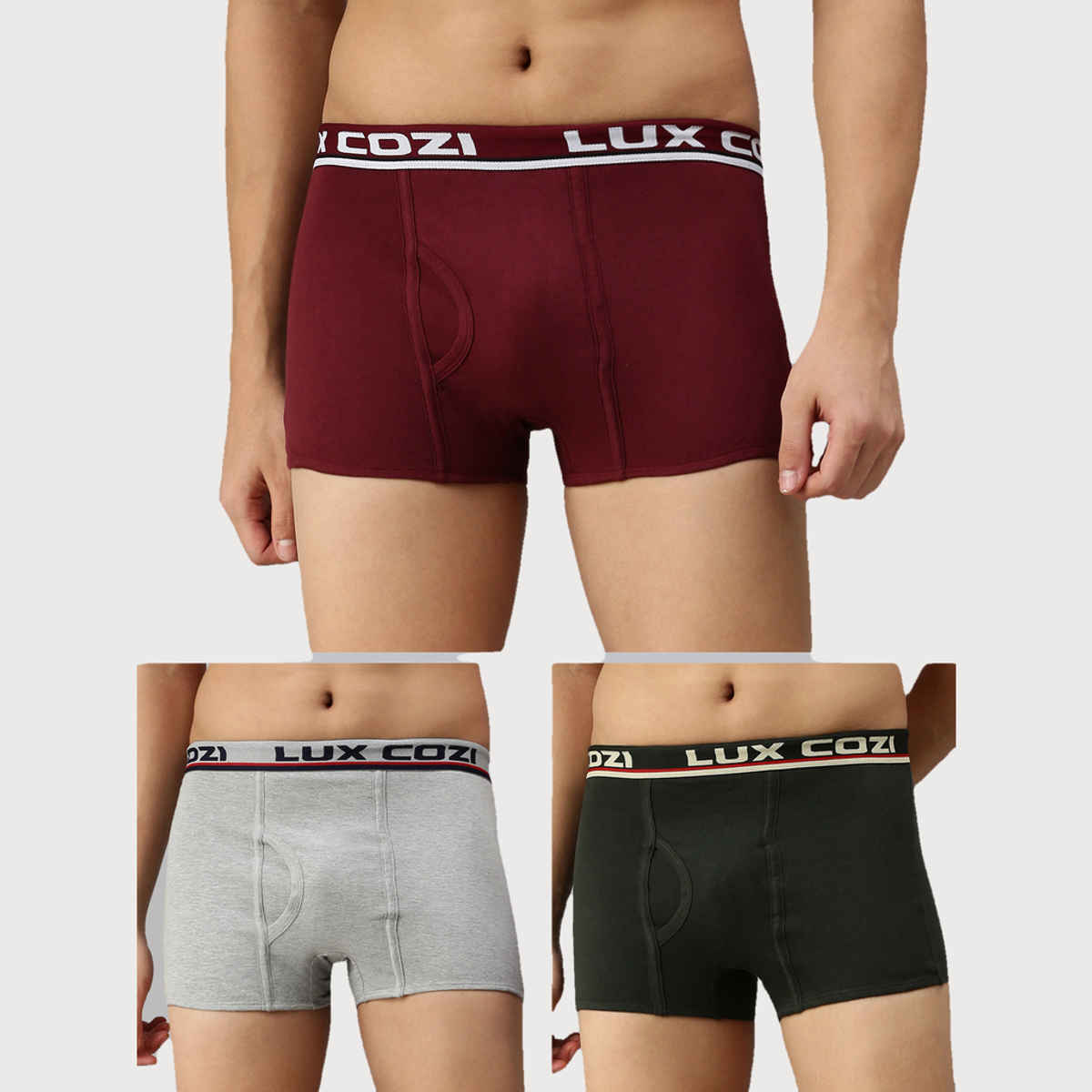 Lux Cozi Men's Solid Trunk | Assorted | 80 cm | Pack of 3