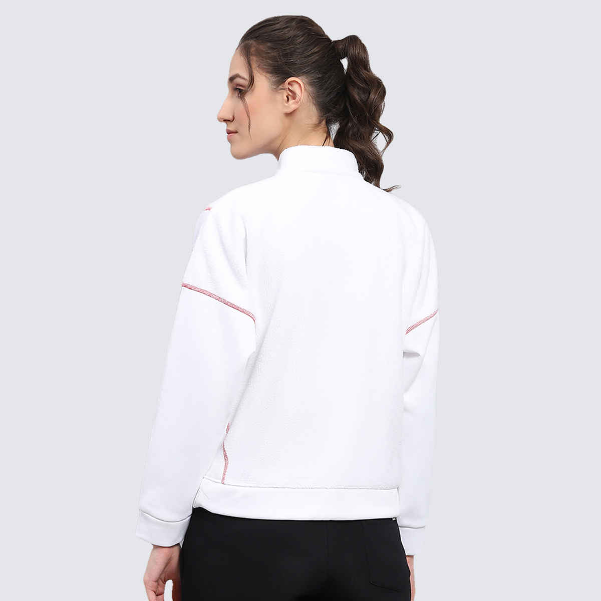 Rock.It By Monte Carlo Womens Solid White Mock Neck Full Sleeve Sweatshirt | 2240102697-1-38 | L