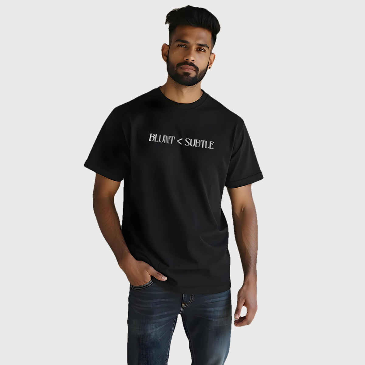 Mad Over Print Men's Blunt Subtle T-shirt | Black - XXL