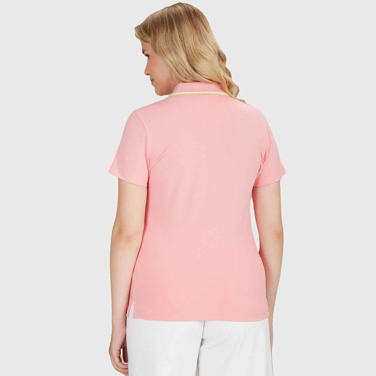 U.S. Polo Assn. Women's Tipped Collar Cotton Stretch Polo Shirt | Flamingo Pink - XL