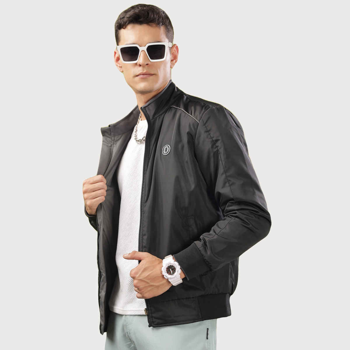 Dollar Jacket For Men Casual Zipper Bomber For Winter MAMWJ 903 Black M