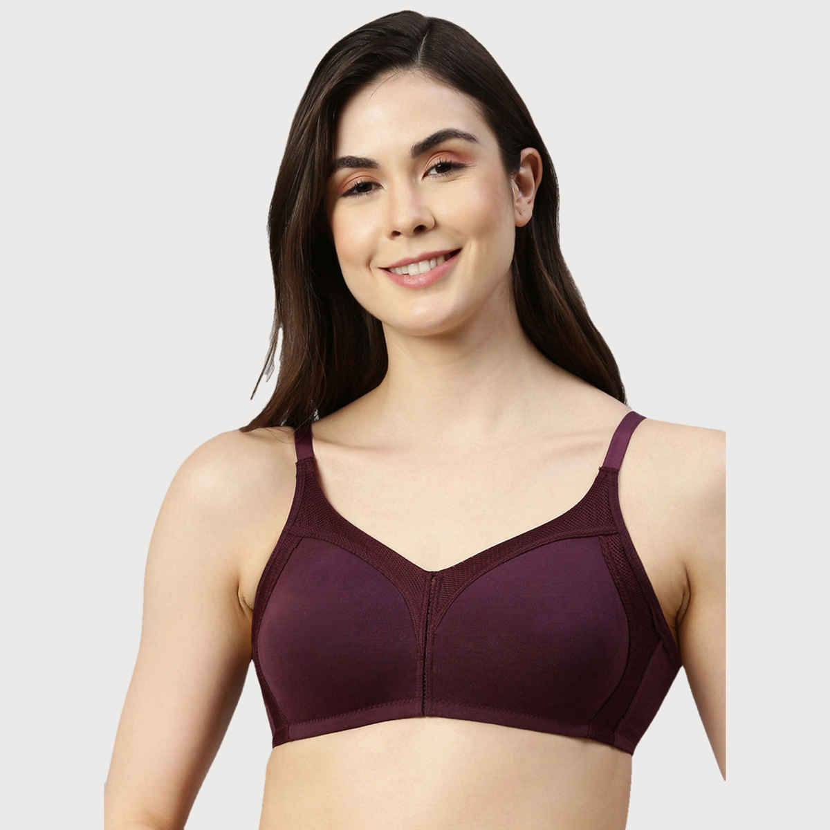 Enamor Women's AB75 Full Support Fab-Cool Cotton Bra | Non Padded | Wirefree | Purple - 36B