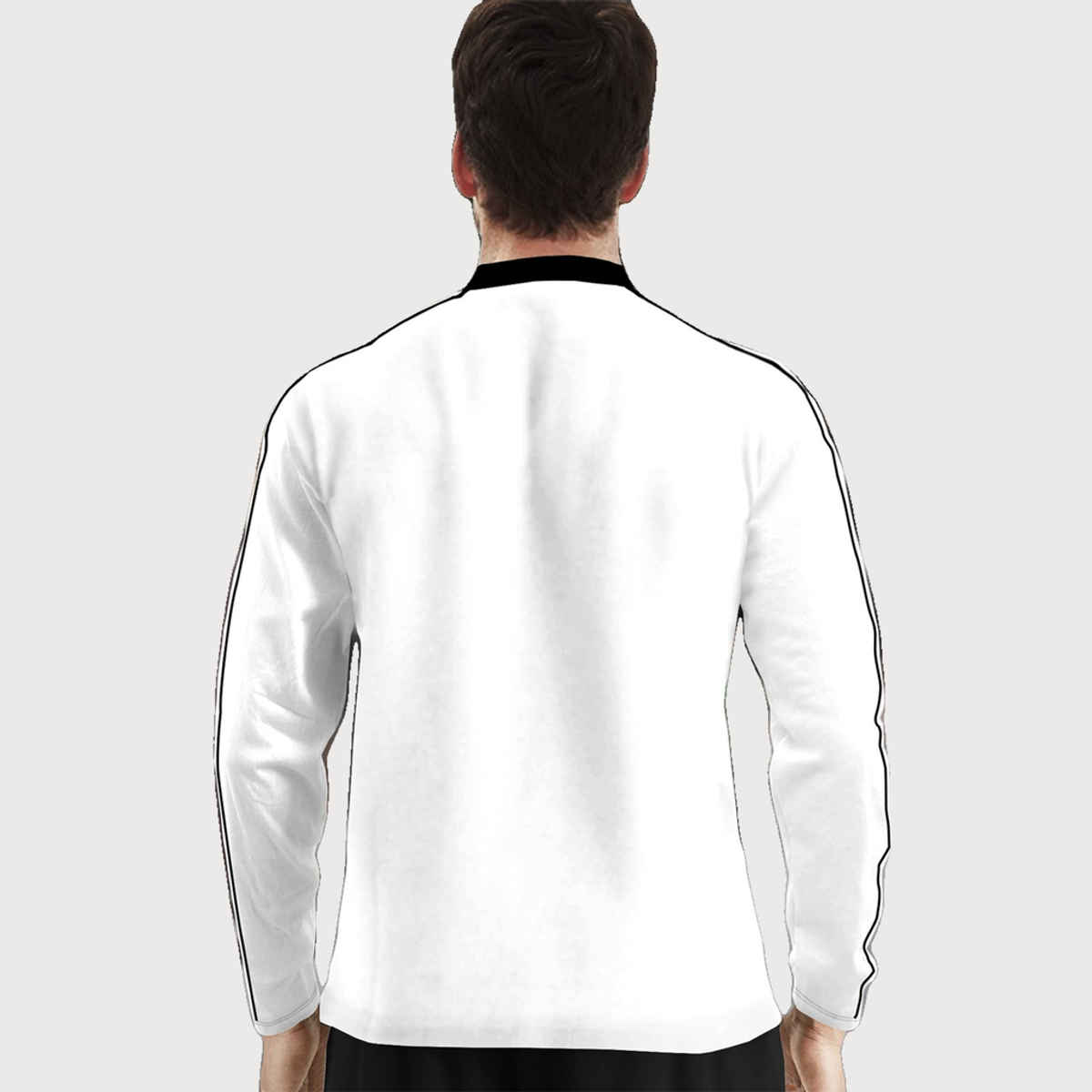 TRIPR Men Cotton Blend Mandarin Collar T-shirt | White and Black - 2XL