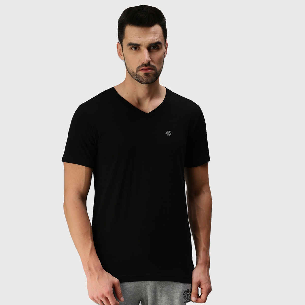 ONN Premium Men's Solid Pure Cotton V Neck T-shirts | Black | Size - S