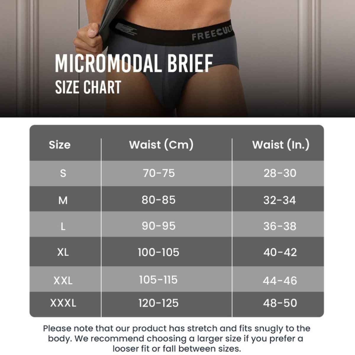 Freecultr Men's Underwear Micromodal Airsoft Brief - Pack of 1 Ash Grey - XXL