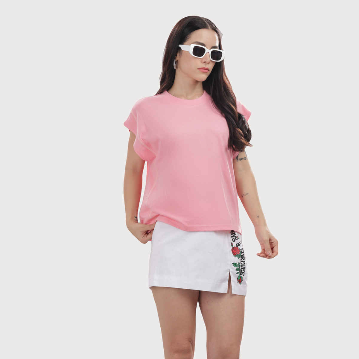 Outlaws Women's Cotton Tank Top | 160 GSM Fabric | Bio Washed | Round Neck | Peach - M