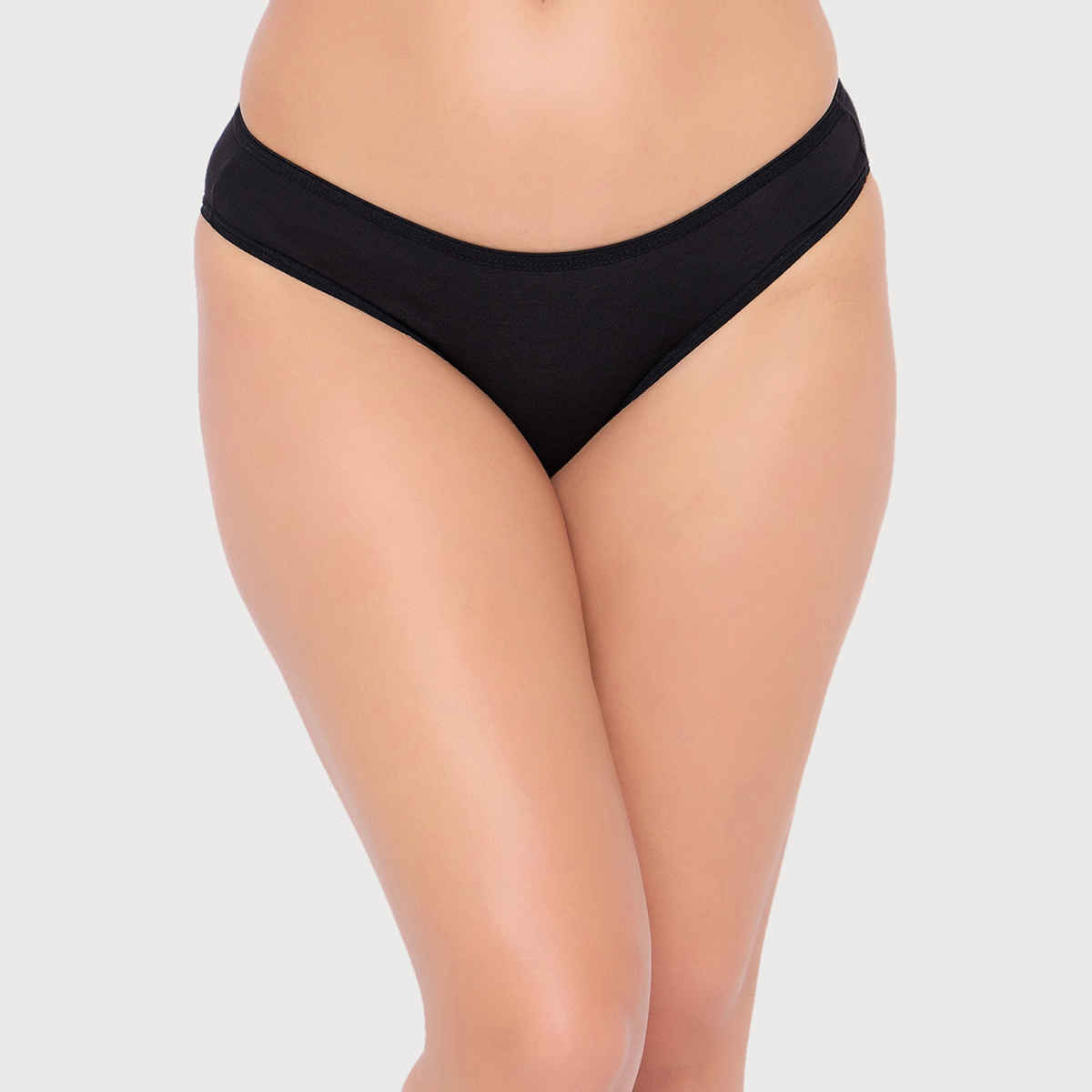 Clovia Cotton Pack Of 3 Spandex Low Waist Outer Elastic Bikini Panty (Red , Green , Black - M) - Multicolor
