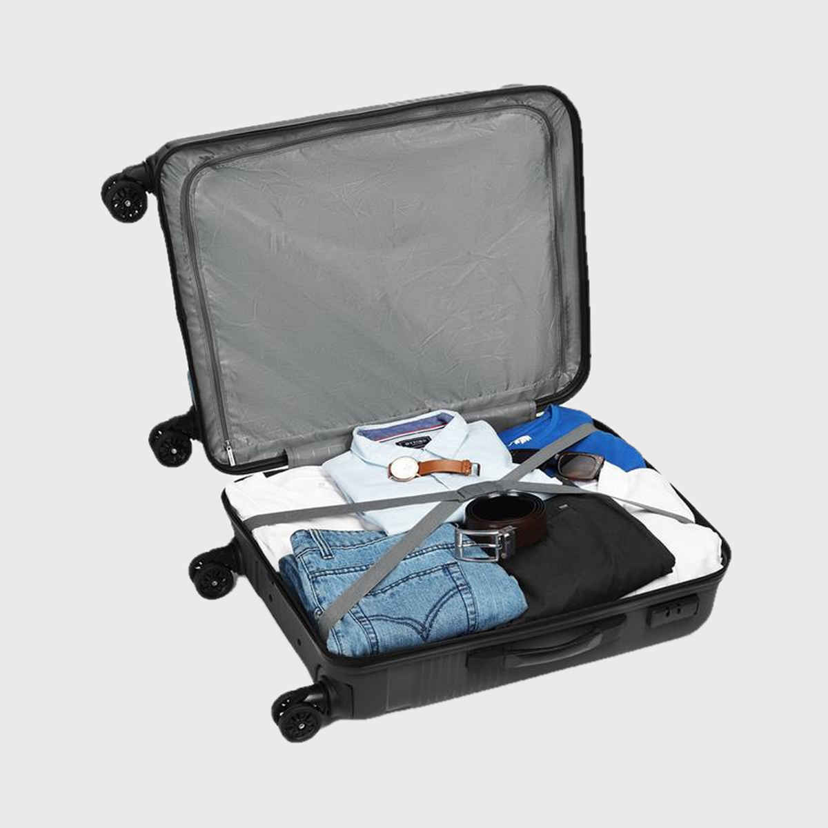Safari Textured ABS and Polycarbonate Telescopic Trolley Bag | Black - L