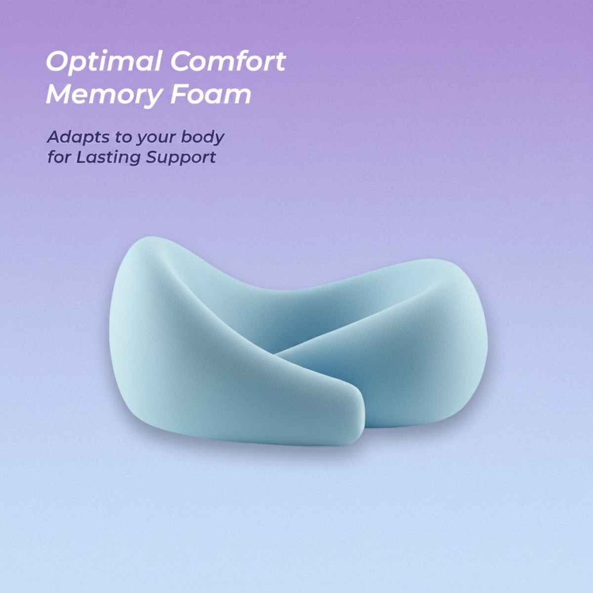 Billebon Gel Infused Memory Foam Neck Pillow with Adjustable Velcro Straps for Support Navy Blue