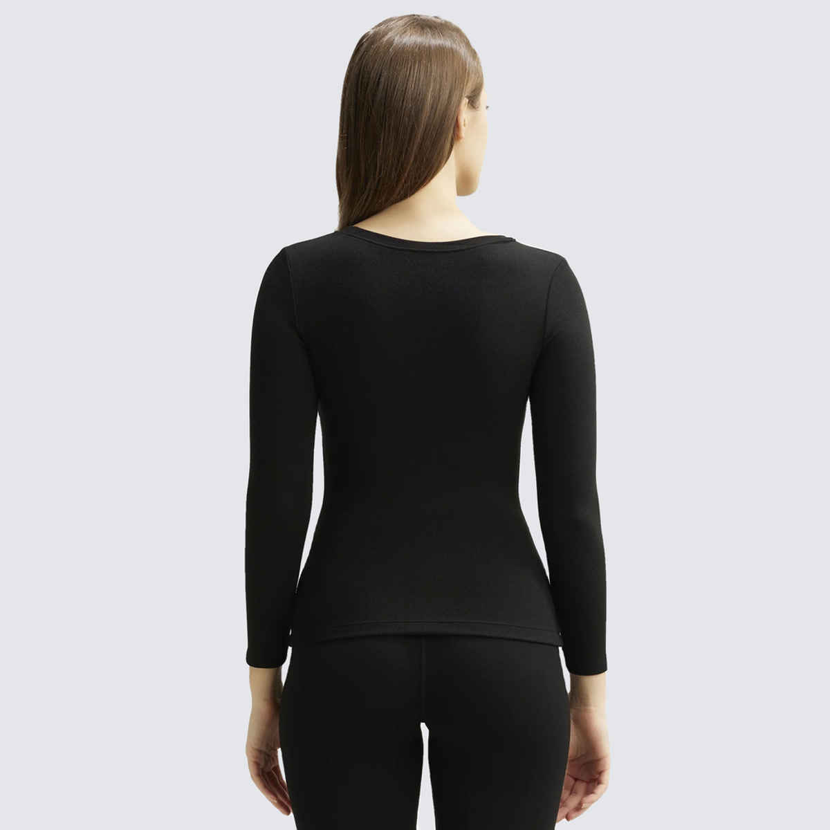 Jockey 2540 Women's Microfiber Elastane Stretch Fleece Full Sleeve Thermal Top | Black-M