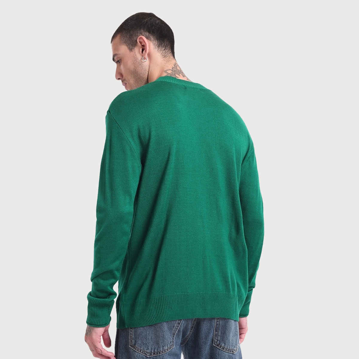 Bewakoof Men's Oversized Sweater | Green - XXL