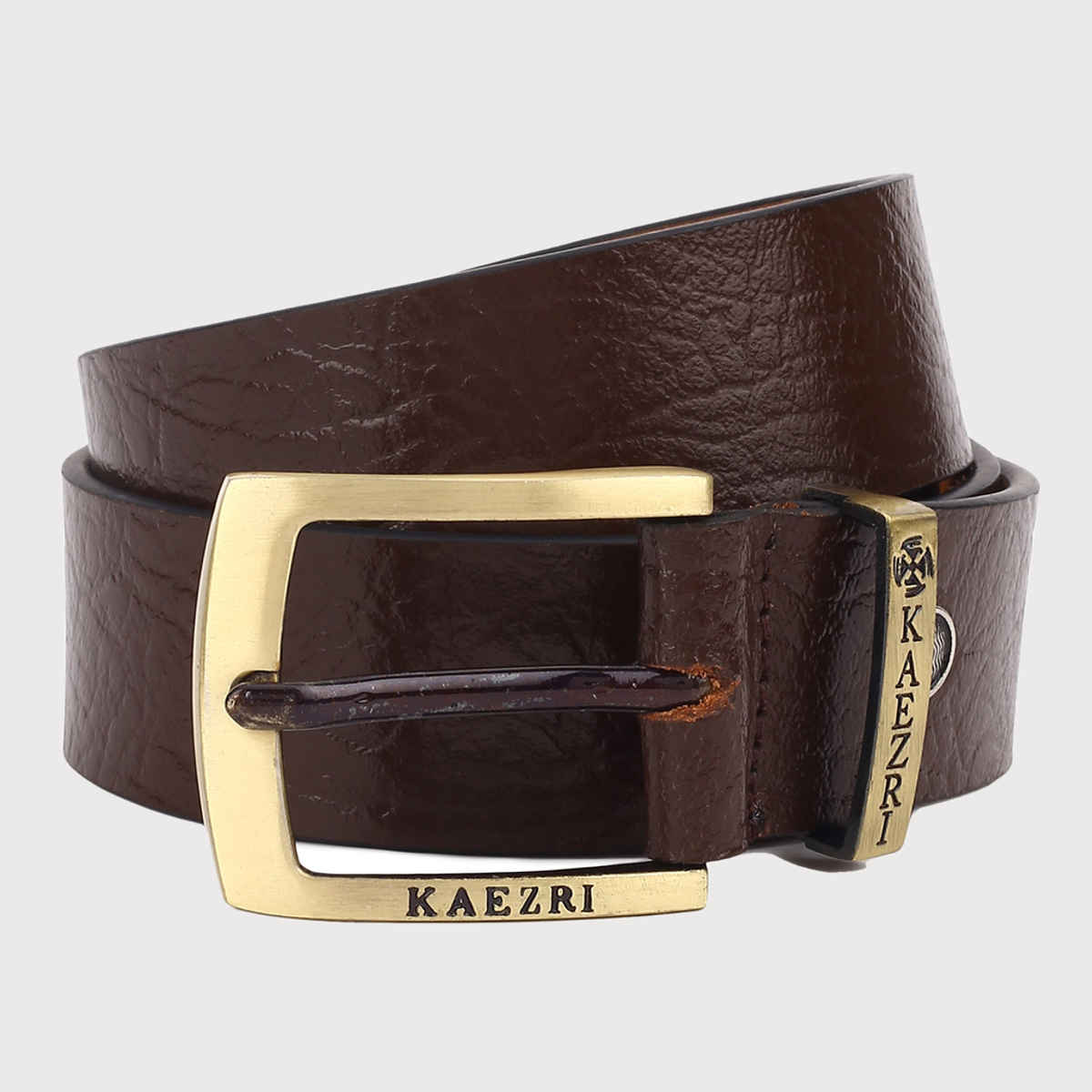 Kaezri Genuine Leather Brown Textured Belt for Men | Katabrcob - 34