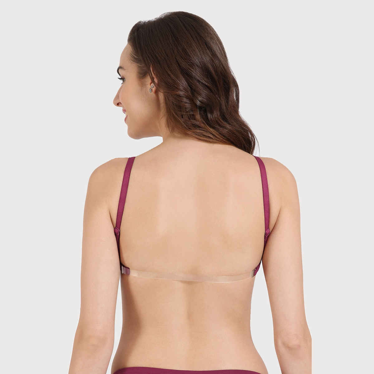 Zivame Women's Basics Double Layered Non Wired Full Coverage Backless Bra | Beet Red - 34C