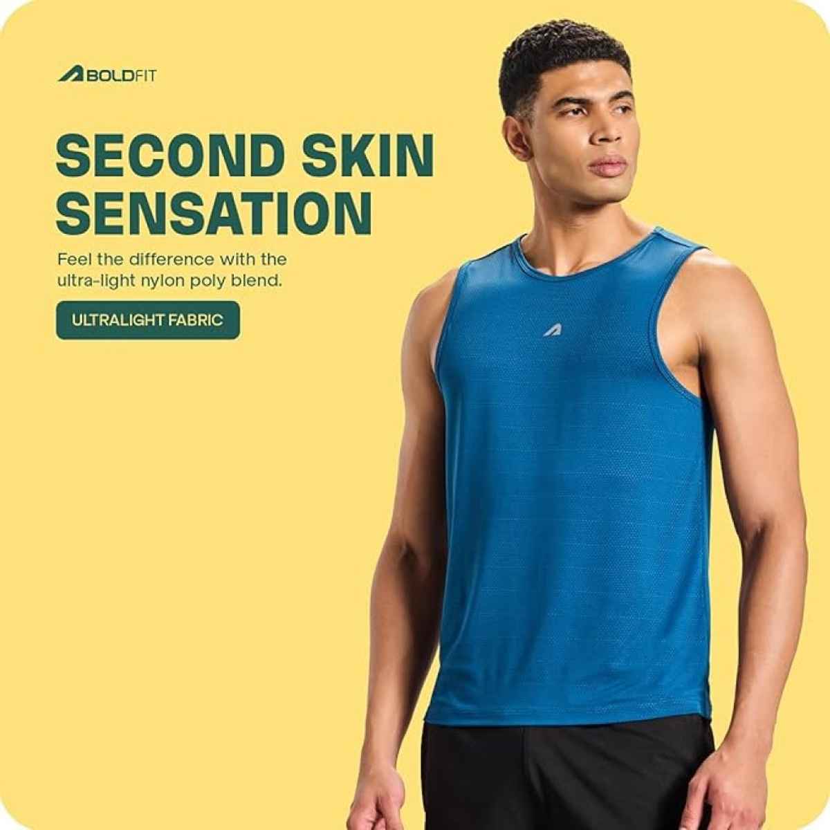 Boldfit Men's Vest Sleeveless Muscle Tank Gym | Blue - M