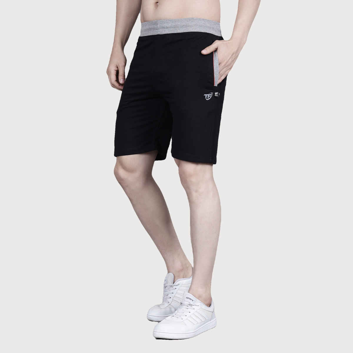Texfro Men's | Solid Knee Length Sports & Regular Shorts with Side Pockets - Black | L