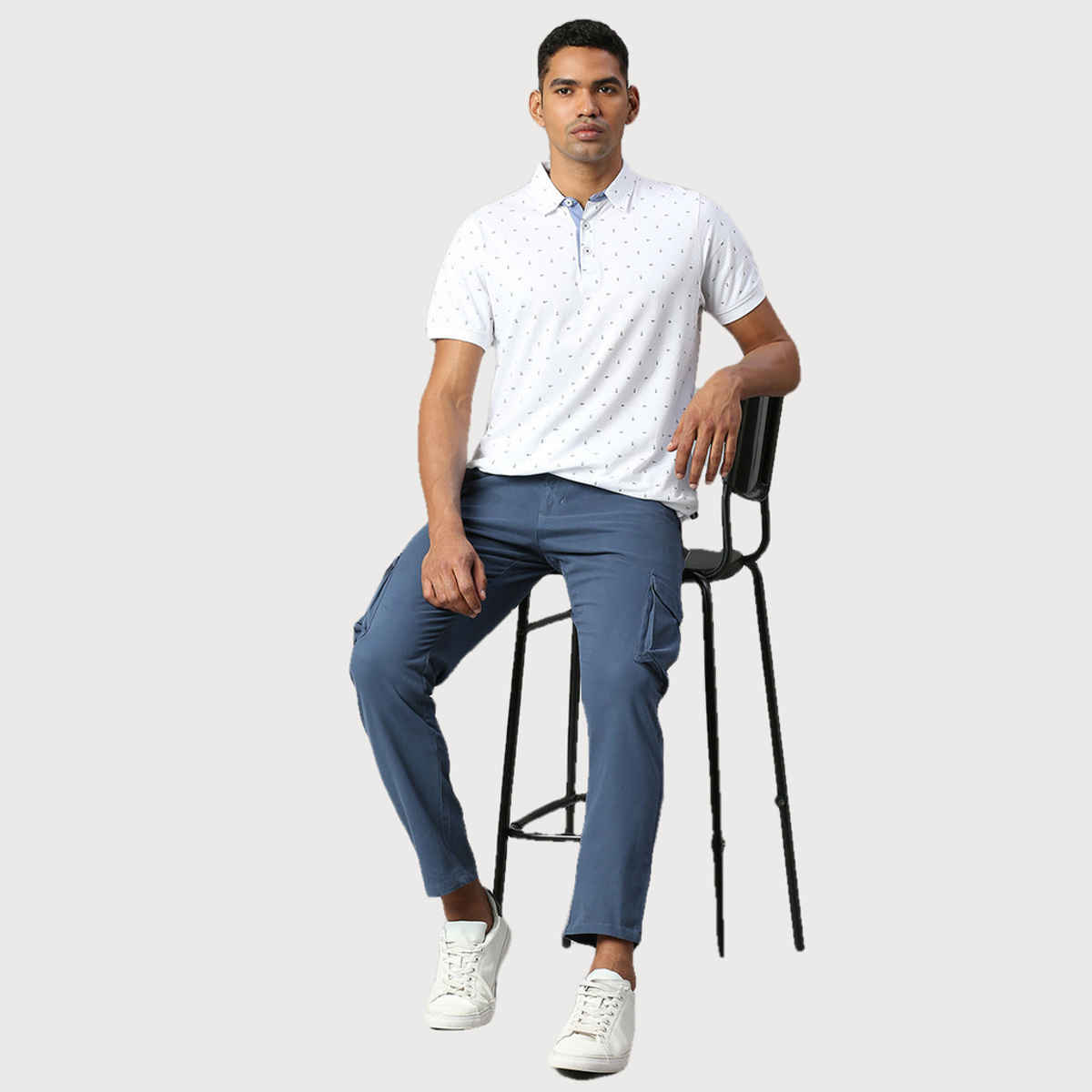 Dennis Lingo Men's Tapered Fit Cotton Cargos Trousers | Petrol Blue | 34